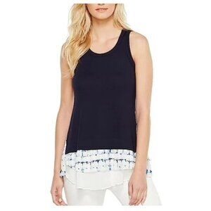 Karen Kane Women's Top Tank Tie Dye Small Sleeveless Black-White Viscose Hippie